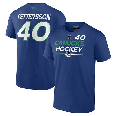 Men's Fanatics Elias Pettersson Blue Vancouver Canucks Authentic Pro Prime Name & Number T-Shirt