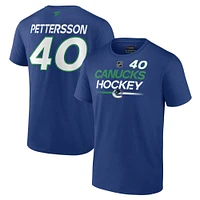 T-shirt avec nom et numéro Fanatics Elias Pettersson pour hommes, bleu, Vancouver Canucks Authentic Pro Prime