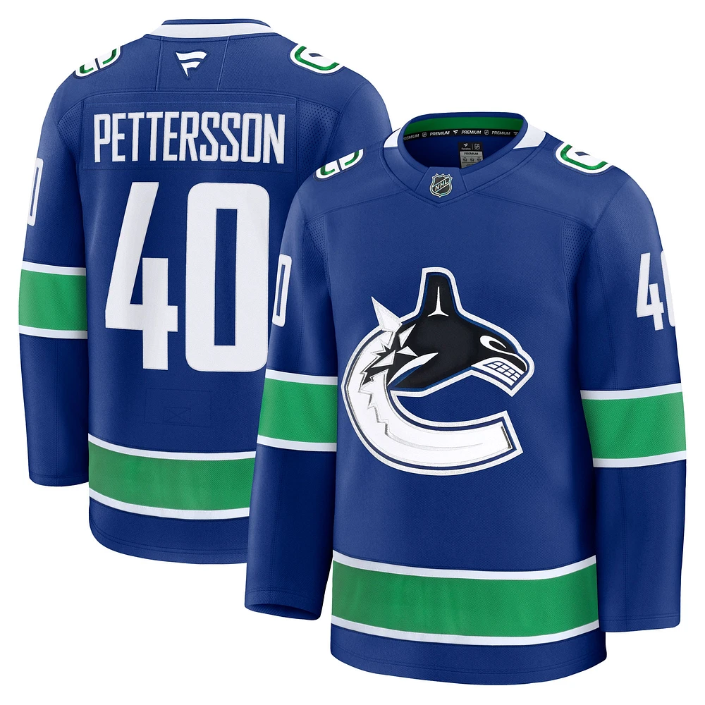 Maillot de joueur à domicile bleu des Vancouver Canucks Fanatics Elias Pettersson pour homme