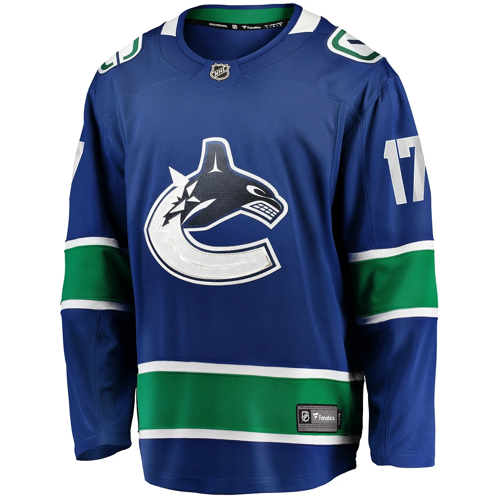 Men's Fanatics Filip Hronek Blue Vancouver Canucks Home Breakaway Jersey