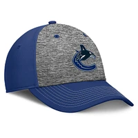 Casquette Fanatics grise/bleue pour homme Vancouver Canucks Fundamental Top Shelf 2-Tone Flex