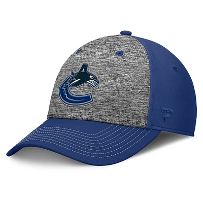 Casquette Fanatics grise/bleue pour homme Vancouver Canucks Fundamental Top Shelf 2-Tone Flex