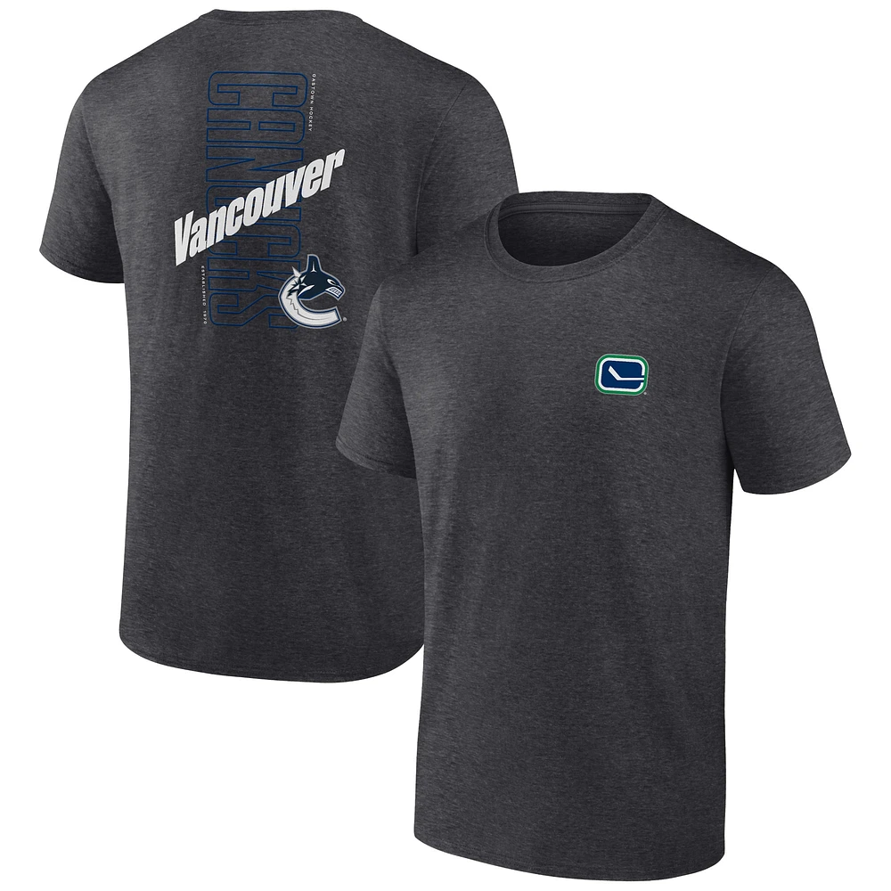 T-shirt Backbone Fanatics Heather Charcoal pour hommes des Canucks de Vancouver