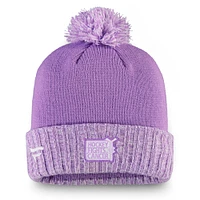 Men's Fanatics Heather Purple Vancouver Canucks Hockey Fights Cancer Cuffed Knit Hat with Pom