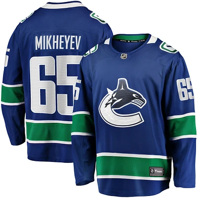 Maillot d'évasion à domicile des Canucks de Vancouver bleu Fanatics Ilya Mikheyev pour hommes