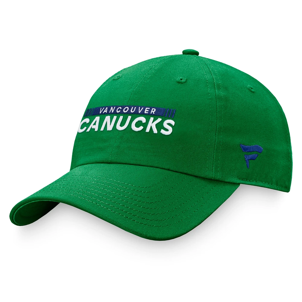 Fanatics pour hommes Kelly Green Vancouver Canucks Repêchage 2022 de la LNH - Casquette réglable authentique pour patinoire professionnelle