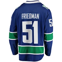 Fanatics pour hommes Mark Friedman bleu Vancouver Canucks domicile Premier maillot de joueur échappé