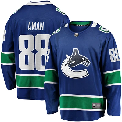 Fanatics Nils Aman pour hommes, bleu, Vancouver Canucks, maillot de joueur échappé à domicile Premier