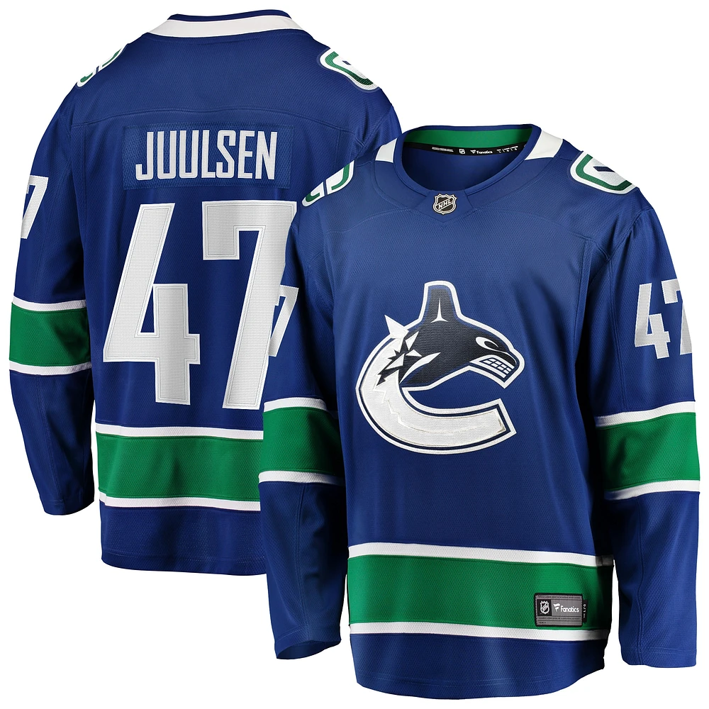 Fanatics pour hommes Noah Juulsen bleu Vancouver Canucks Home Premier Breakaway Player - Maillot