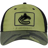 Casquette ajustable de camionneur Fanatics pour hommes, olive, Vancouver Canucks, appréciation militaire