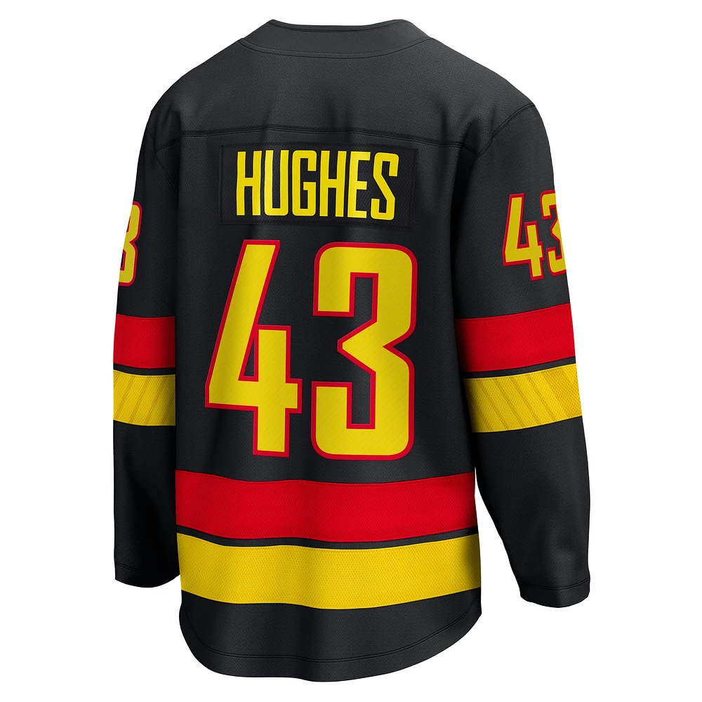 Men's Fanatics Quinn Hughes Black Vancouver Canucks Alternate Premier Breakaway Player Jersey