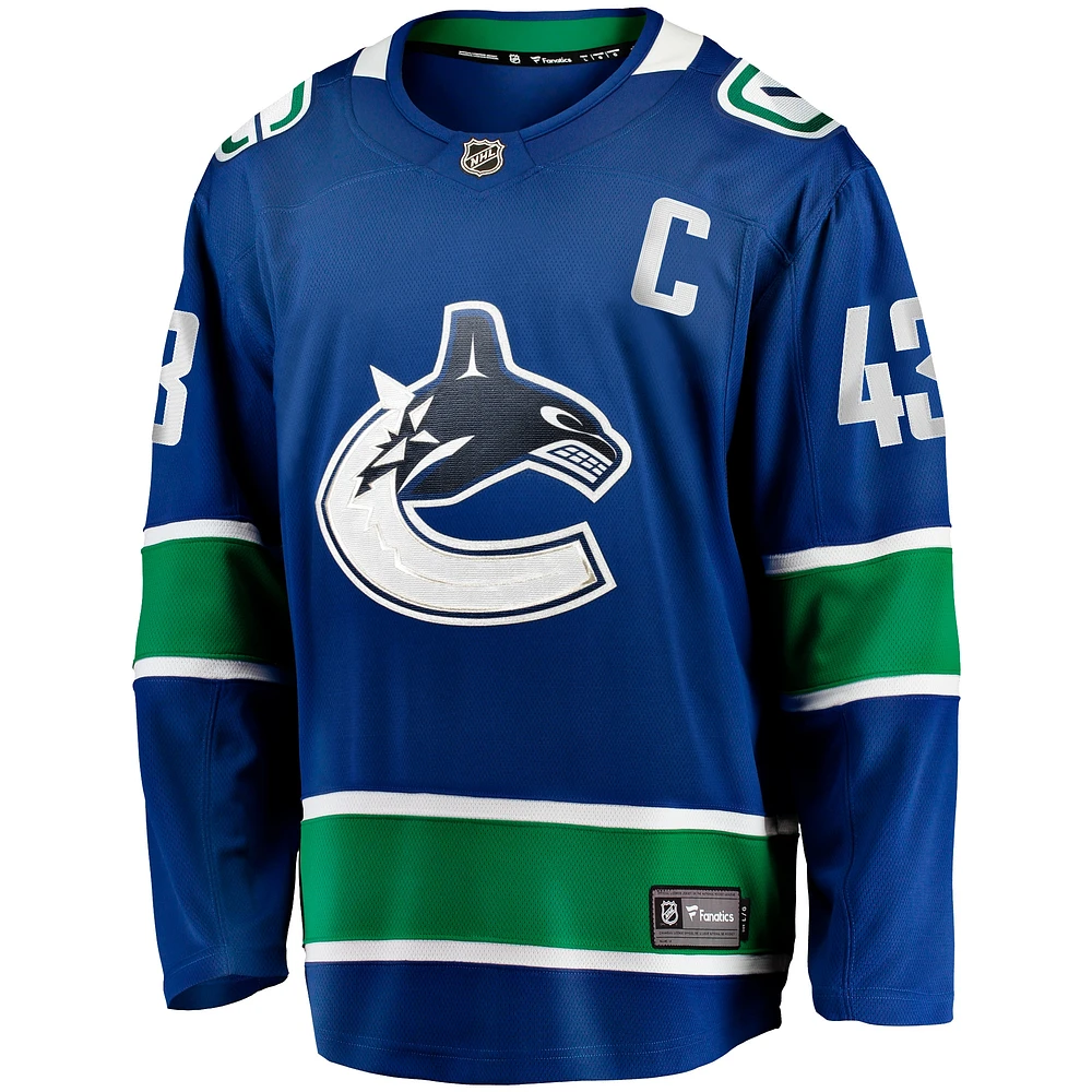 Fanatiques masculins de marque Quinn Hughes Blue Vancouver Canucks Home - Maillot joueur Breakaway