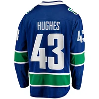 Fanatiques masculins de marque Quinn Hughes Blue Vancouver Canucks Home - Maillot joueur Breakaway