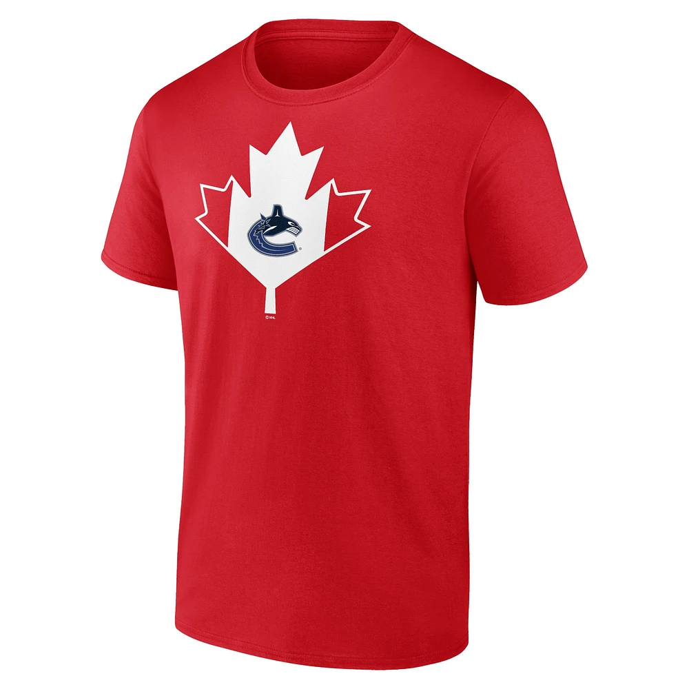 Fanatics pour hommes, rouge, Vancouver Canucks, fête du Canada - T-shirt