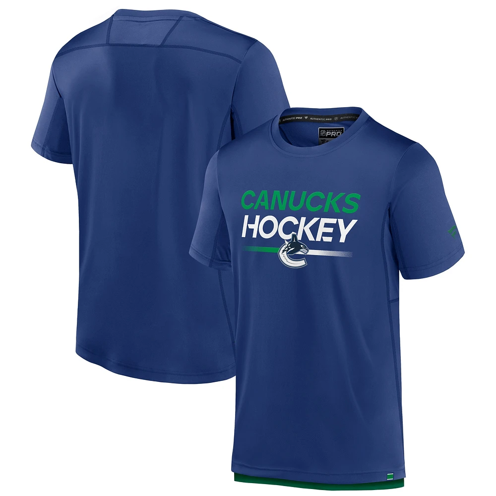 Men's Fanatics  Royal Vancouver Canucks Authentic Pro Tech T-Shirt