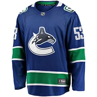 Men's Fanatics Teddy Blueger Blue Vancouver Canucks Home Breakaway Jersey