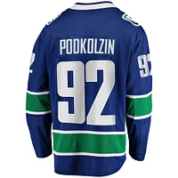 Maillot de joueur échappé Premier Breakaway Fanatics pour hommes Vasily Podkolzin, bleu, des Canucks Vancouver