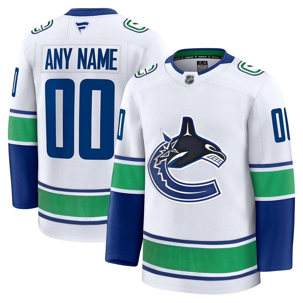 Men's Fanatics White Vancouver Canucks Away Premium Custom Jersey