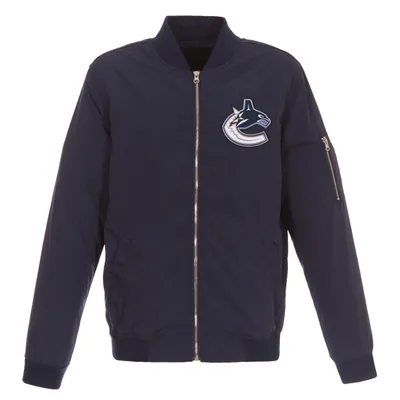 Vancouver Canucks JH Design Lightweight Nylon Bomber Jacket - Navy