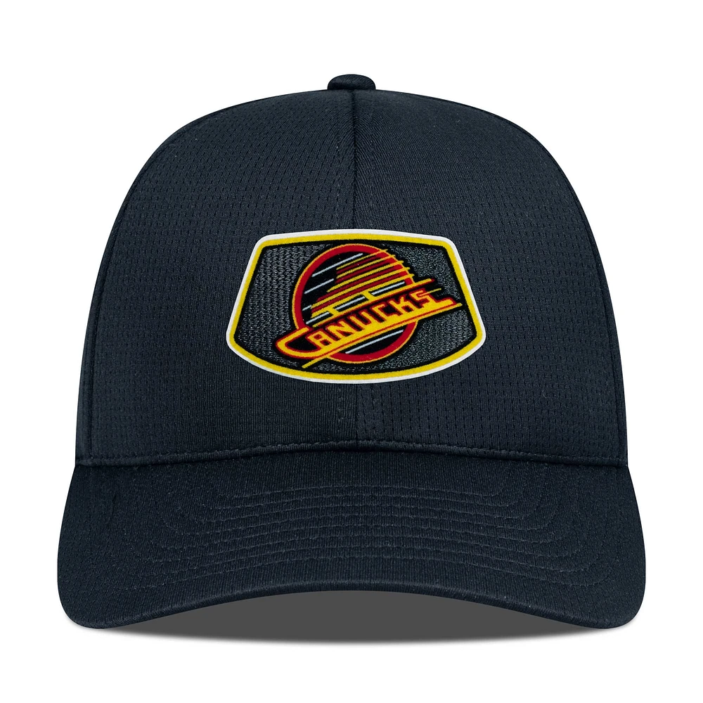 Casquette ajustable Skylight Zephyr noire pour homme des Vancouver Canucks de Levelwear