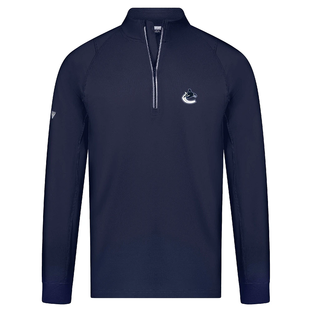 Pull-over bleu à glissière quart de tour Theory Insignia Core Raglan pour homme des Vancouver Canucks Levelwear