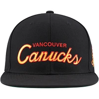 Men's Mitchell & Ness Black Vancouver Canucks Core Team Script 2.0 Snapback Hat