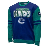 Men's Mitchell & Ness Blue Vancouver Canucks All Over Pullover Sweatshirt
