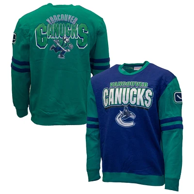 Men's Mitchell & Ness Blue Vancouver Canucks All Over Pullover Sweatshirt