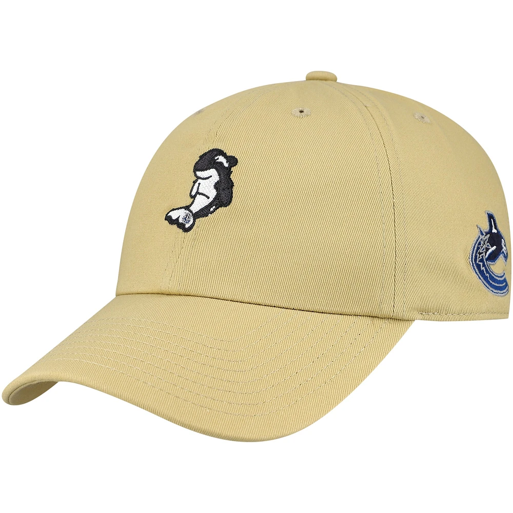Men's Mitchell & Ness  Tan Vancouver Canucks Plush Doll Adjustable Dad Hat