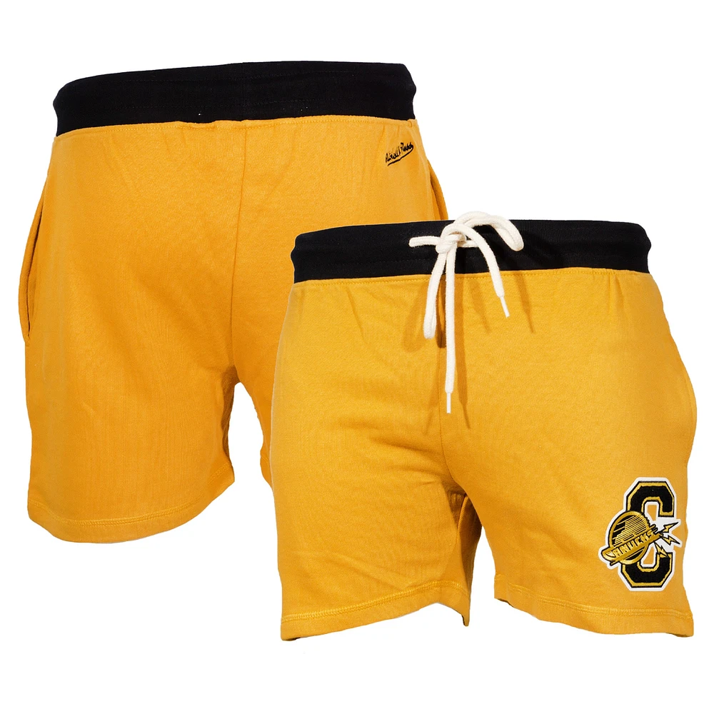 Men's Mitchell & Ness Yellow Vancouver Canucks Eye Of The Tiger Shorts