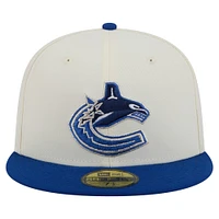 Men's New Era Cream/Blue Vancouver Canucks Chrome 59FIFTY Fitted Hat