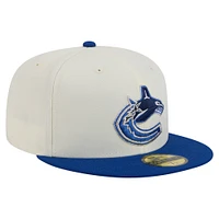 Men's New Era Cream/Blue Vancouver Canucks Chrome 59FIFTY Fitted Hat