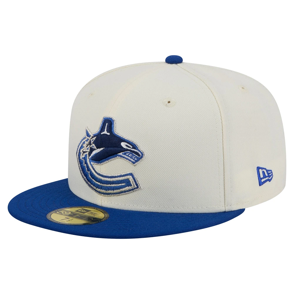 Men's New Era Cream/Blue Vancouver Canucks Chrome 59FIFTY Fitted Hat