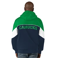 Men's Starter  Navy/Green Vancouver Canucks Power Forward Full-Zip Hoodie