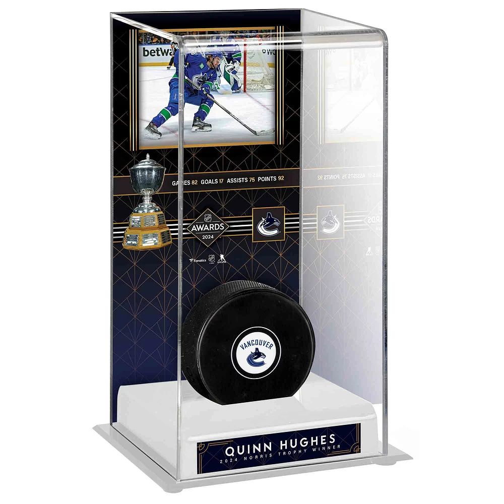 Quinn Hughes Vancouver Canucks 2024 Norris Trophy Winner Deluxe Tall Hockey Display Case