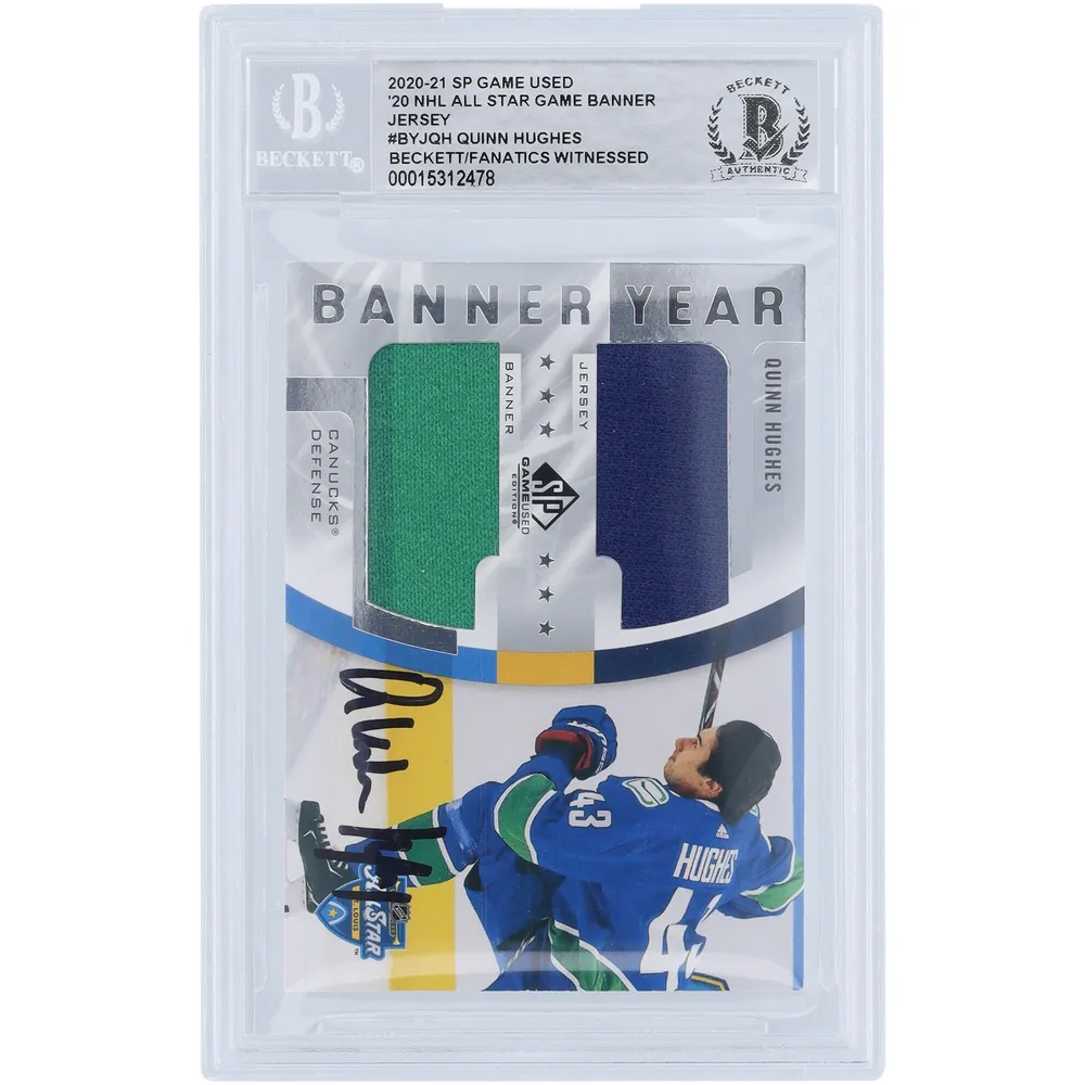 Lids Quinn Hughes Vancouver Canucks Autographed 2020-21 Upper Deck SP Game  Used All-Star Fabrics Relic #AS1-QH Beckett Fanatics Witnessed  Authenticated 10 Card
