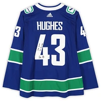 Quinn Hughes Vancouver Canucks Autographed Blue adidas Authentic Jersey with "2024 Norris" & "17G - 75A - 92 Pts" Inscriptions