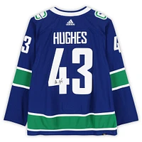Quinn Hughes Vancouver Canucks Autographed Blue Adidas Authentic Jersey with Captain's Patch