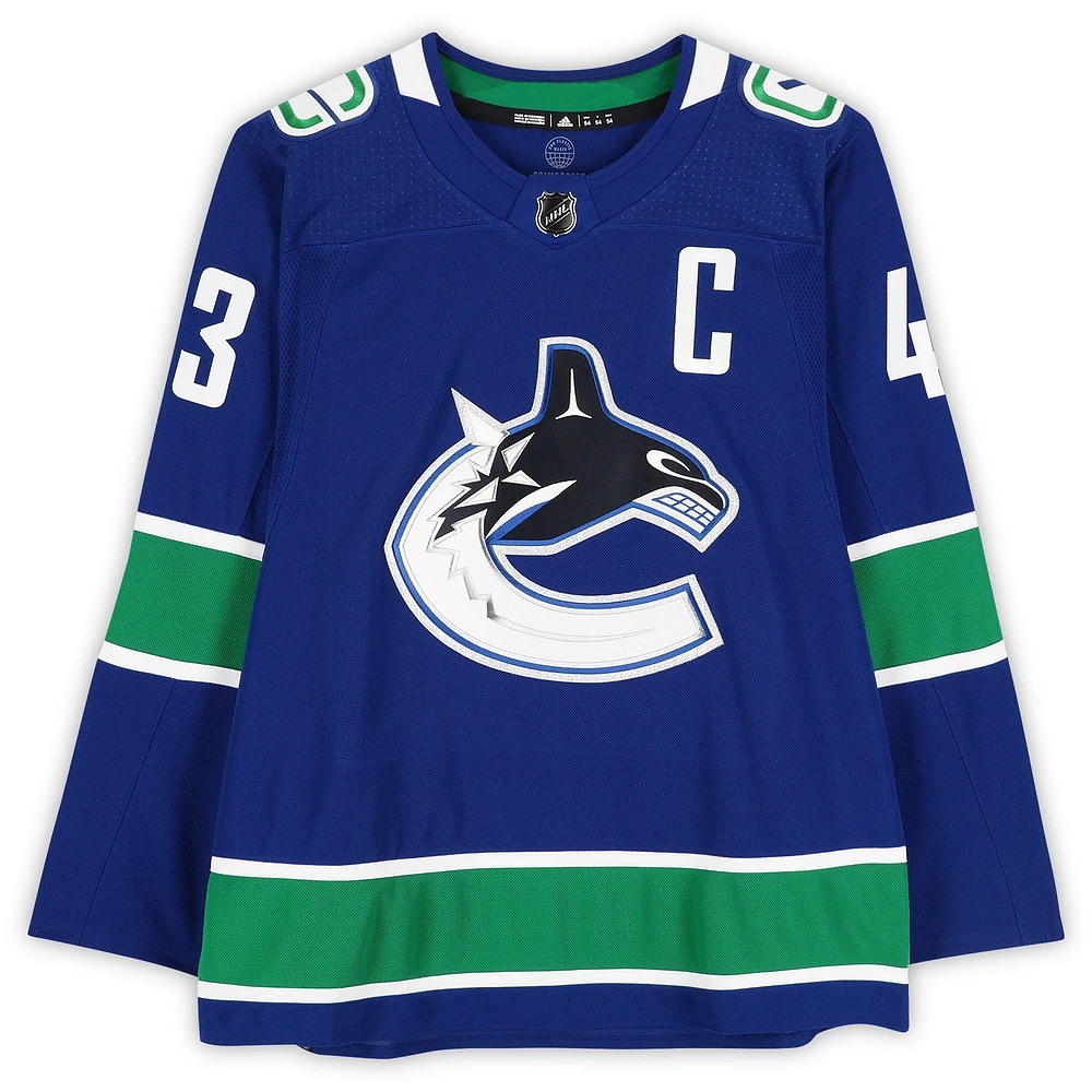 Quinn Hughes Vancouver Canucks Autographed Blue Adidas Authentic Jersey with Captain's Patch