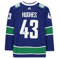 Quinn Hughes Vancouver Canucks Autographed Blue Adidas Authentic Jersey