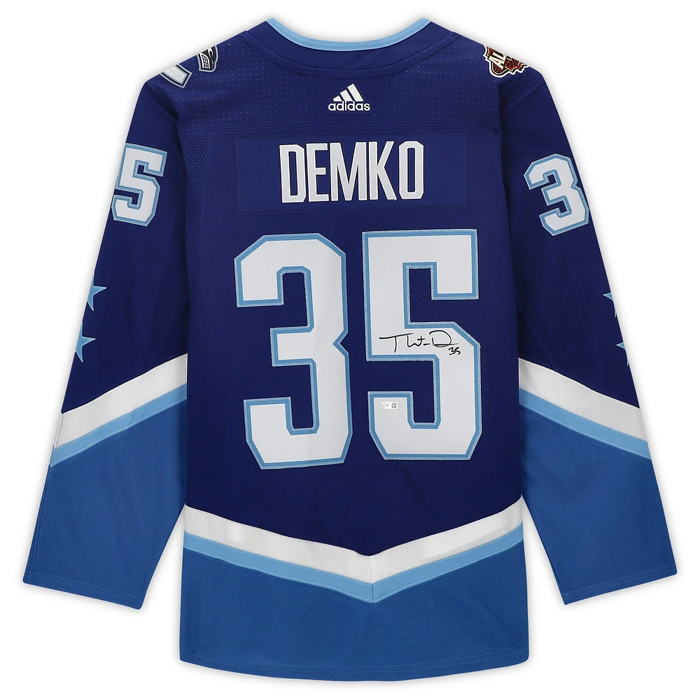 Maillot authentique adidas dédicacé par Thatcher Demko Blue Vancouver Canucks pour le match des étoiles de la LNH 2022
