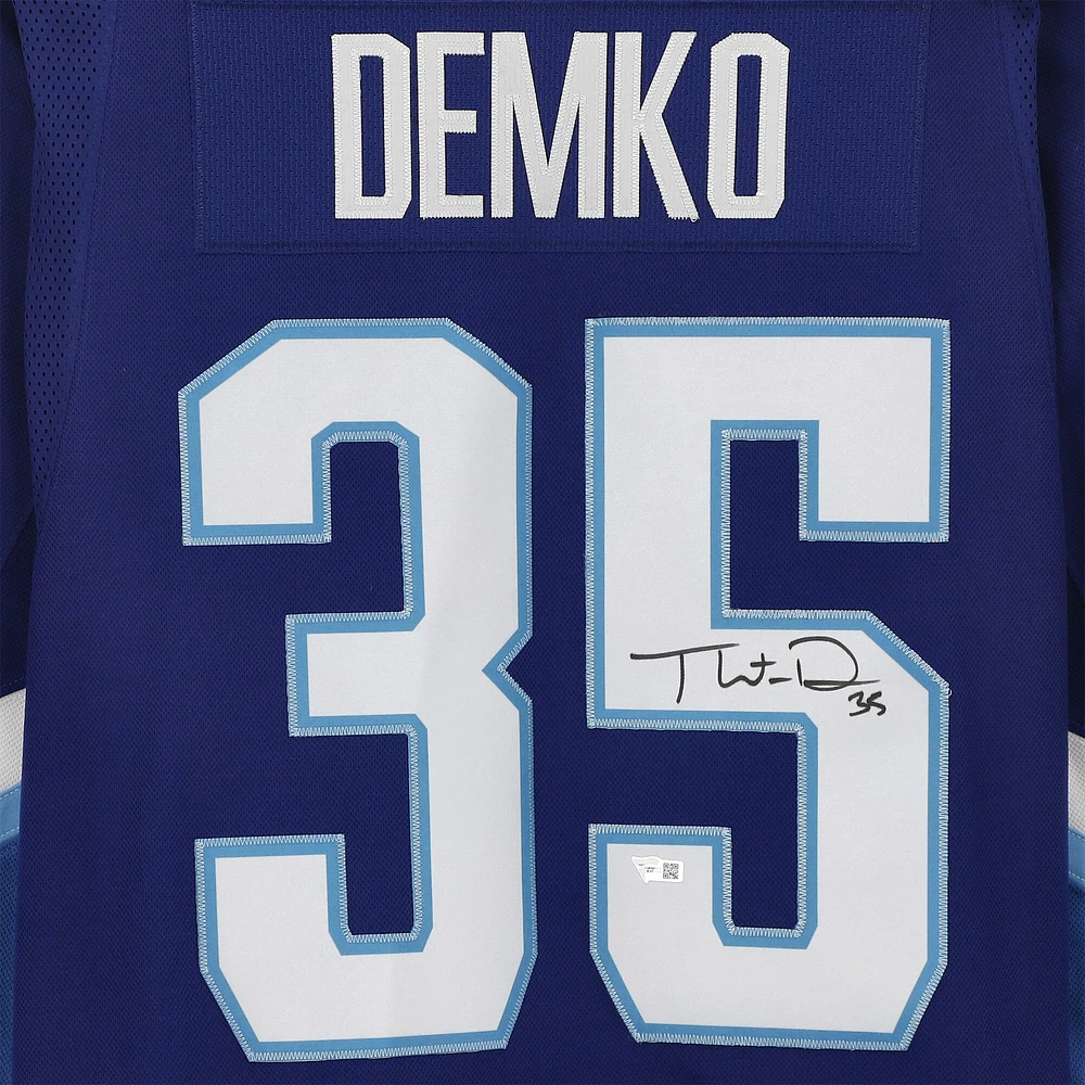 Maillot authentique adidas dédicacé par Thatcher Demko Blue Vancouver Canucks pour le match des étoiles de la LNH 2022