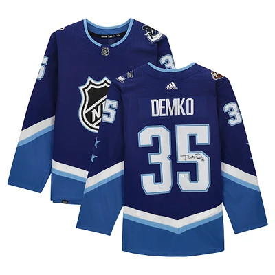 Maillot authentique adidas dédicacé par Thatcher Demko Blue Vancouver Canucks pour le match des étoiles de la LNH 2022