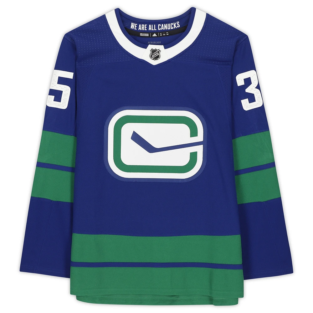 Thatcher Demko Vancouver Canucks Dédicacé Alternate Adidas Authentique Maillot Bleu