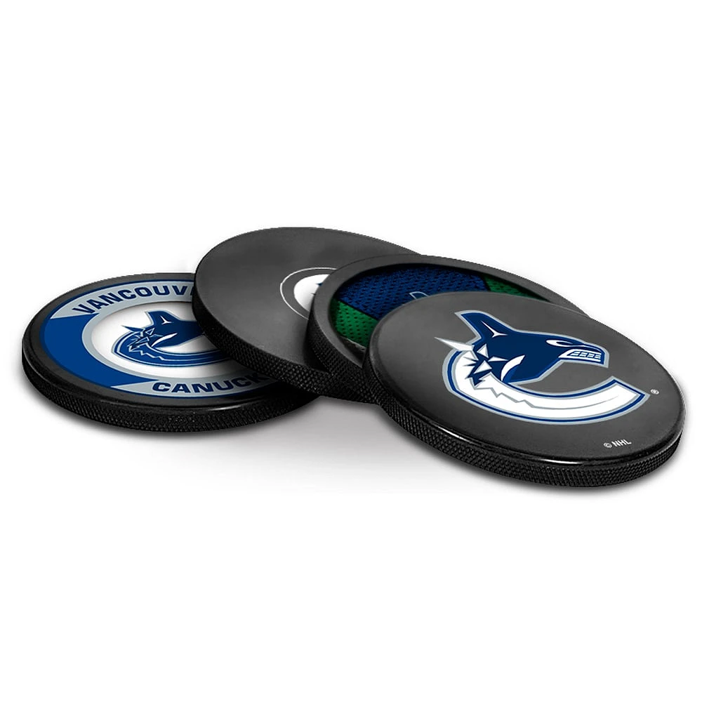 The Sports Vault Vancouver Canucks Ensemble de quatre dessous de verre en forme de rondelle