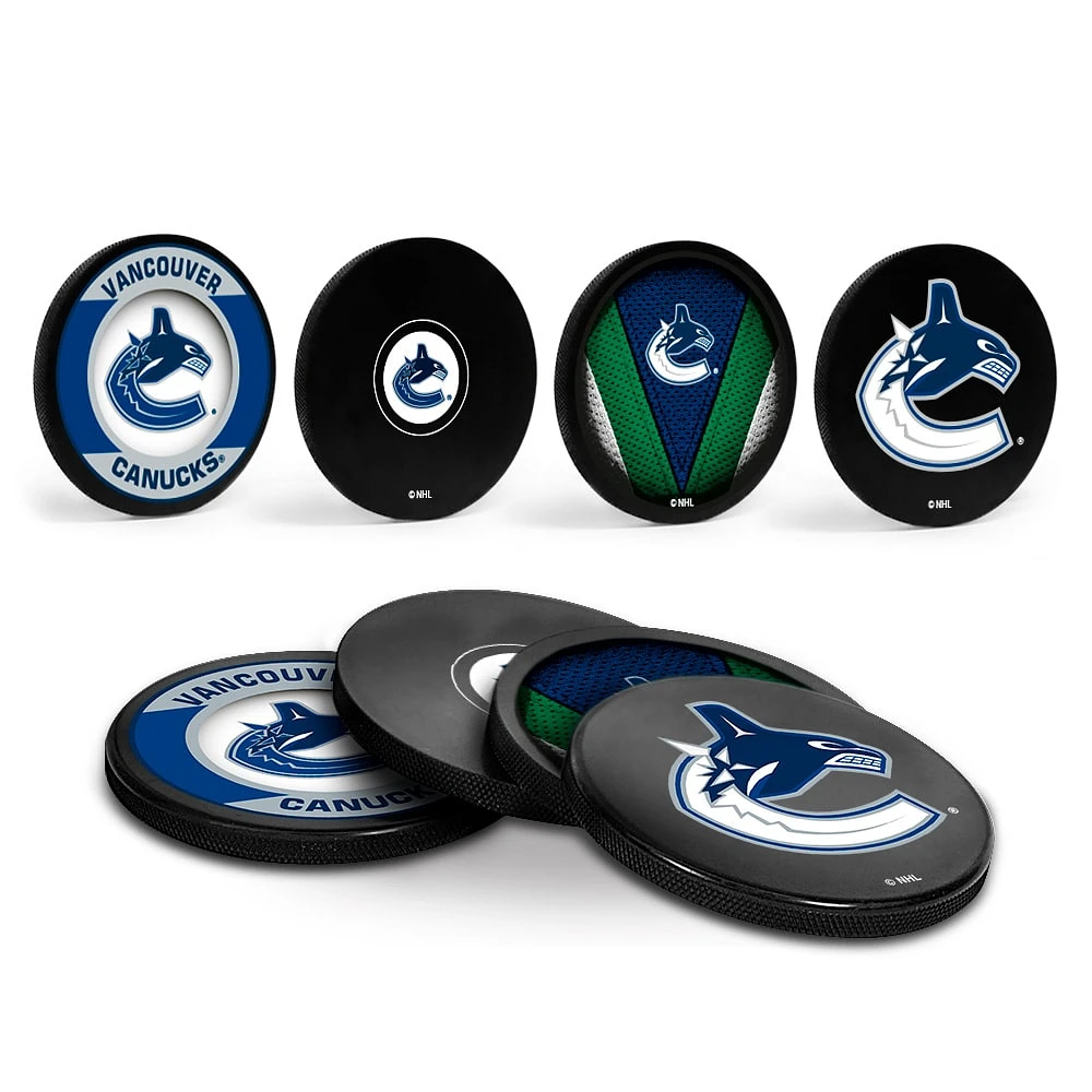 The Sports Vault Vancouver Canucks Ensemble de quatre dessous de verre en forme de rondelle