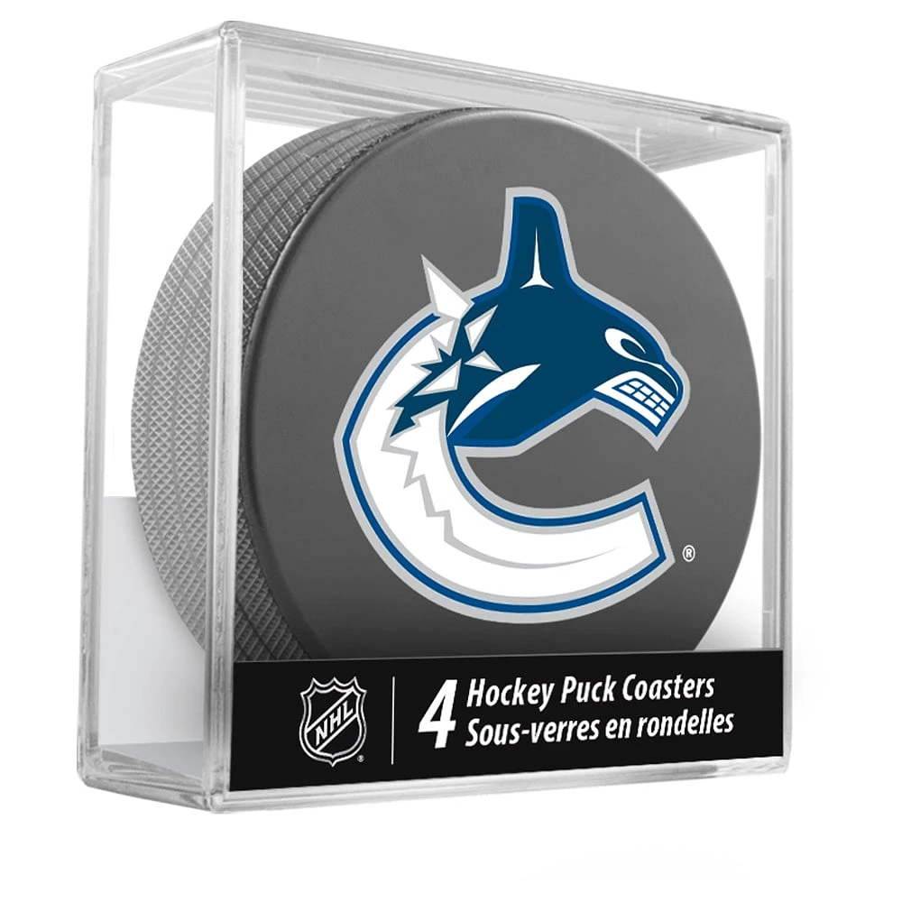 The Sports Vault Vancouver Canucks Ensemble de quatre dessous de verre en forme de rondelle