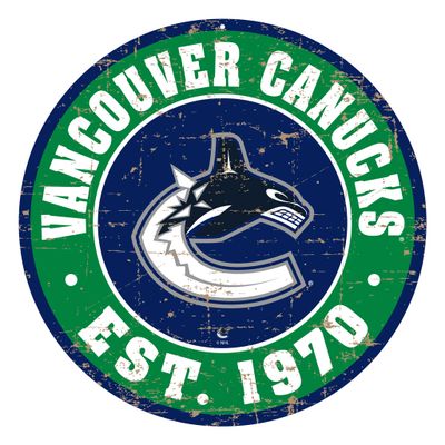 Vancouver Canucks - 12'' Round Distressed Wall Sign