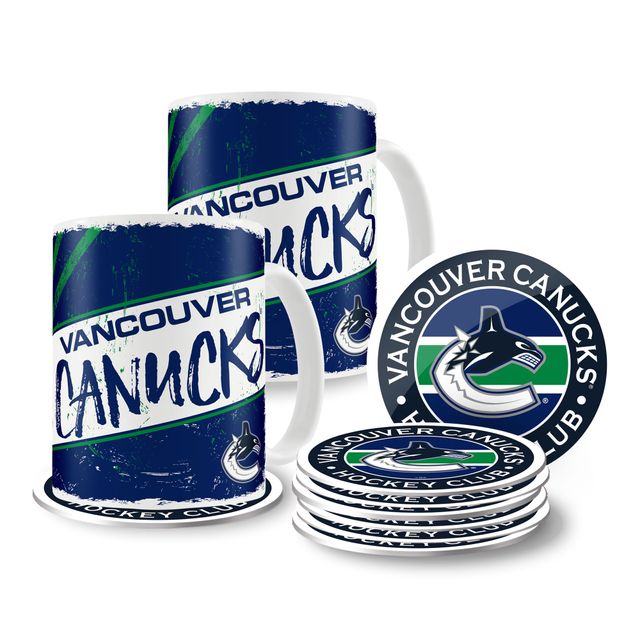 Canucks de Vancouver 15oz. Tasses et sous-verres classiques - Ensemble