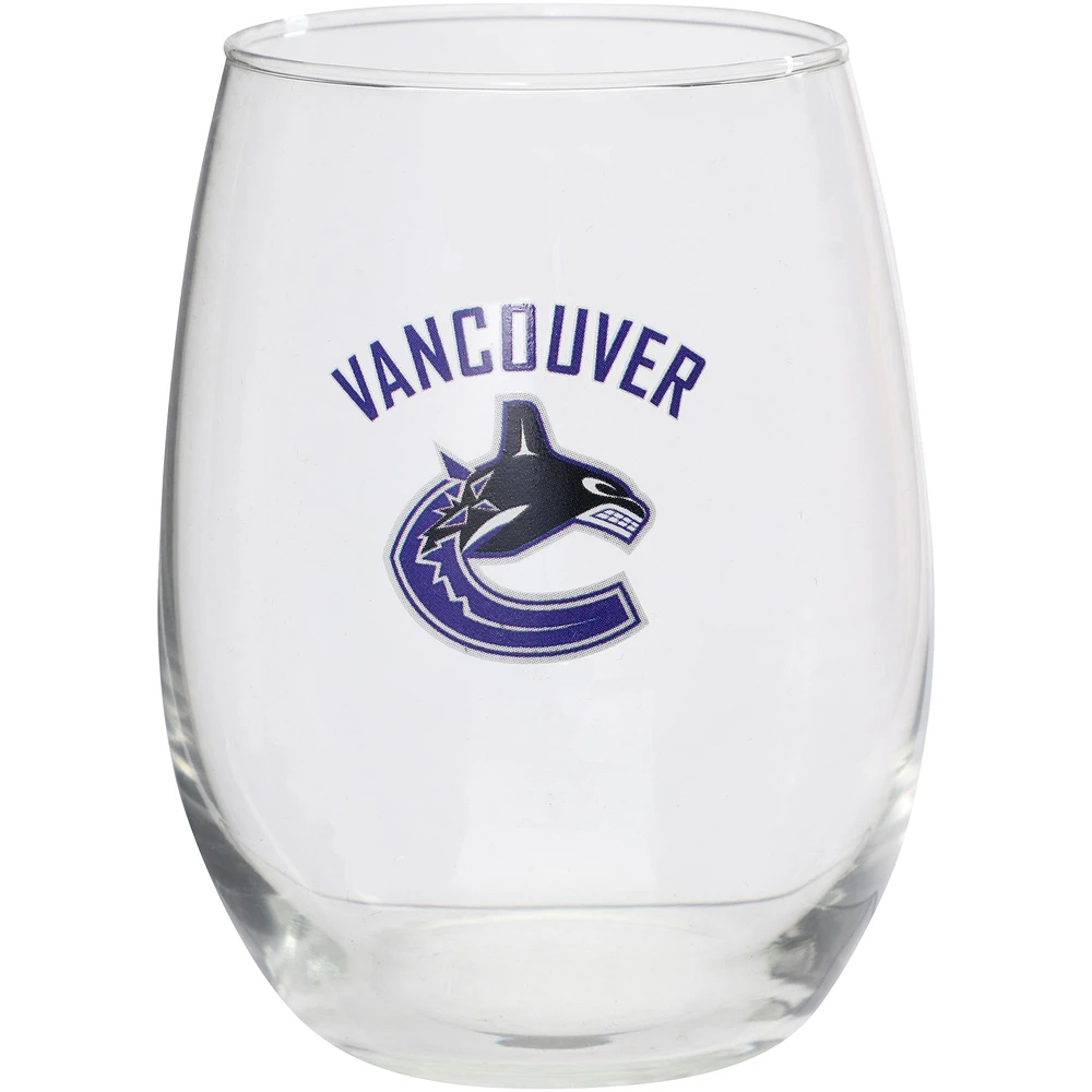 Vancouver Canucks 15oz. Team Logo Stemless Wine Glass